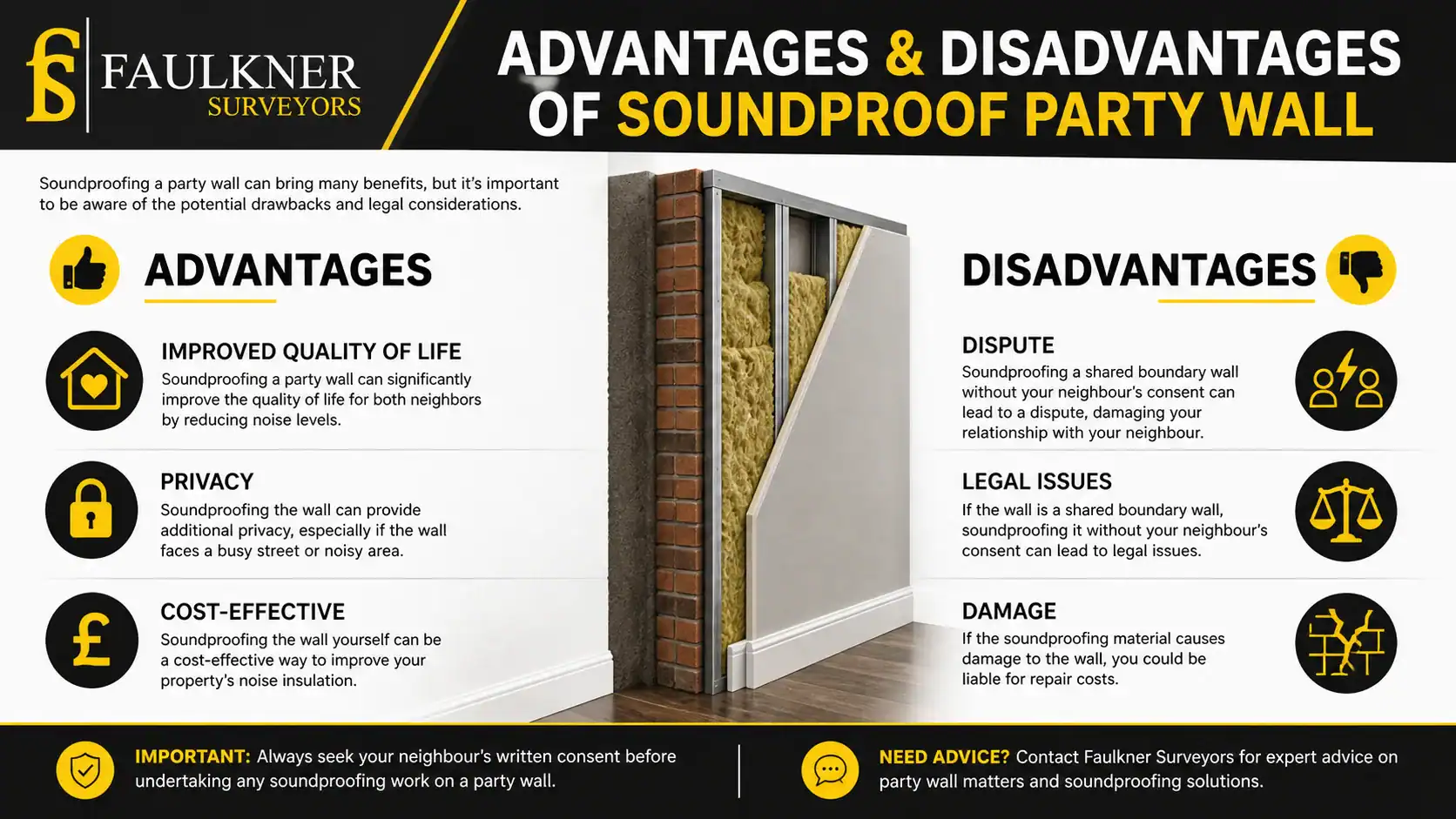 Can you soundproof a Party wall? 2 Advantages and Disadvantages of Soundproof Party Wall Ipswich