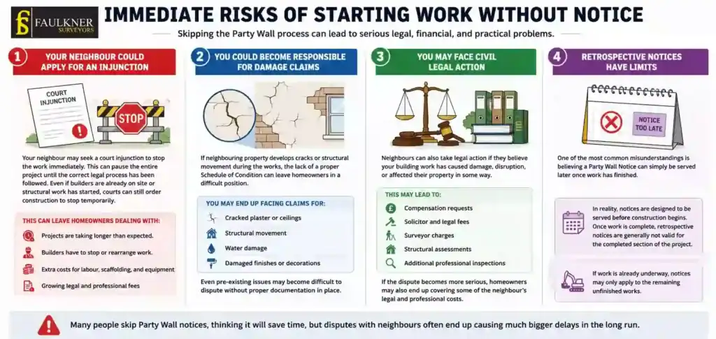 What Happens If You Start Work Without a Party Wall Notice? 1 Immediate Risks of Starting Work Without Party Wall Notice Ipswich