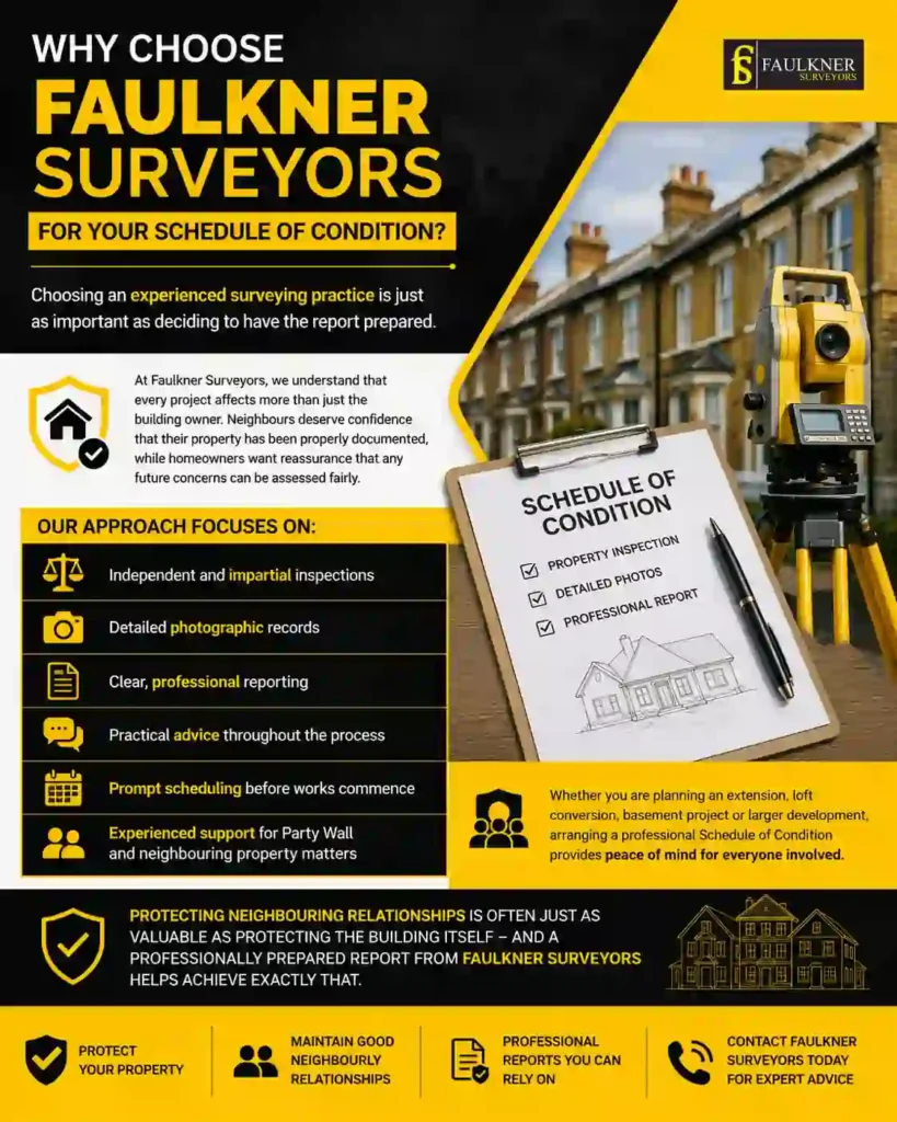 Schedule of Condition: What It Is and Why It Protects Both Neighbours 3 Why Choose Faulkner Surveyors for Your Schedule of Condition Ipswich?